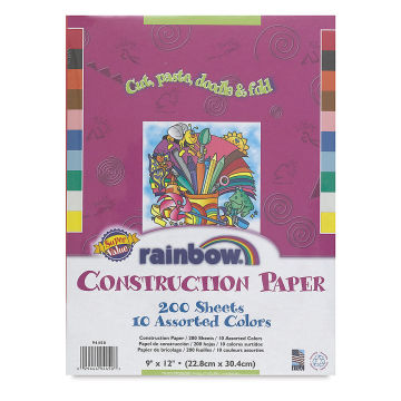 Rainbow Construction Paper - Front of 200 pc package 