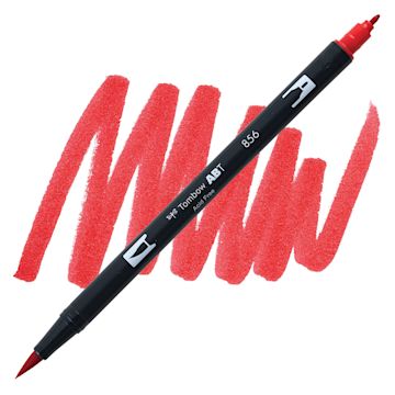 Open in modal - Tombow Dual Brush Pen - Poppy Red pen and swatch