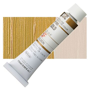 Open in modal - Holbein Artists' Oil Color - Gold, 20 ml tube and swatch