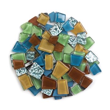 Open in modal - Crafter's Cut Pre-Cut Glass Mosaic Tiles - Assorted shapes and colors of Safari Tile Assortment