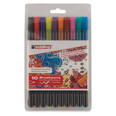 Edding Brush Pen Lettering Starter Set - Front of package of Set of 10 Brushpens