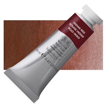 Open in modal - Winsor & Newton Professional Watercolor - Indian Red, 14 ml Tube and swatch