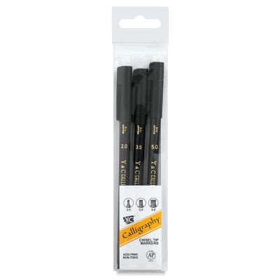 Y&C Calligraphy Marker Set - Front of package of Set of 3 shown upright