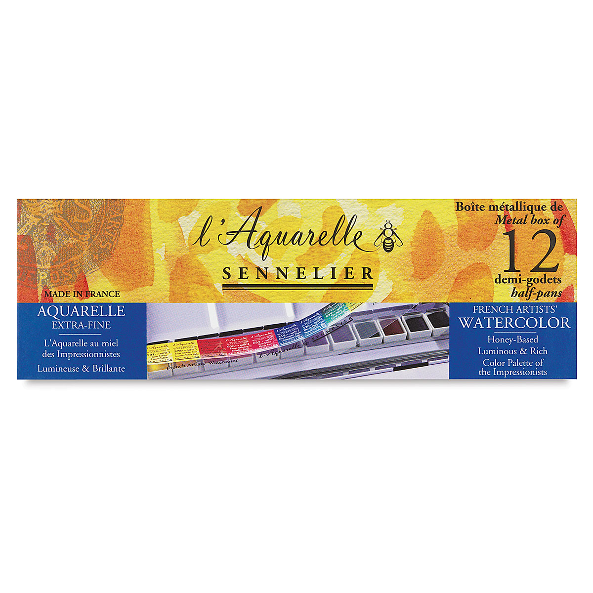 Sennelier French Artists' Watercolor Set - Half Pan Metal Case, Set of 12  Plus 6 Free