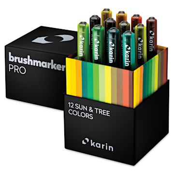 Open in modal - Karin Brushmarkers Pro Markers and Sets - Set of 12, Sun and Tree Colors, markers shown