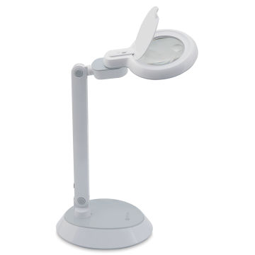 OttLite LED Magnifier Desk Lamp - Angled view of lamp showing magnifier