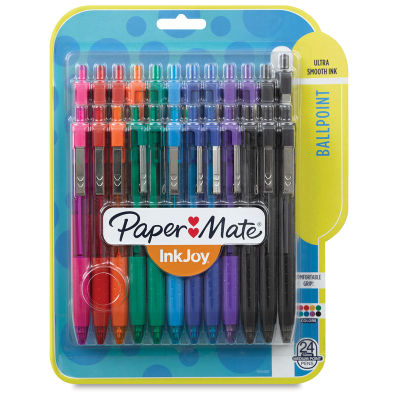 Paper Mate Inkjoy Ballpoint Pen Sets - Front of blister package of 24 pens