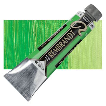 Open in modal - Rembrandt Artists' Oil Color - Permanent Green Light, 40 ml tube and swatch