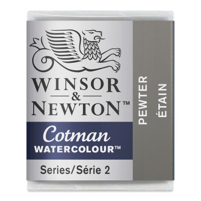 Winsor & Newton Cotman Watercolor - Pewter, Half Pan with Swatch