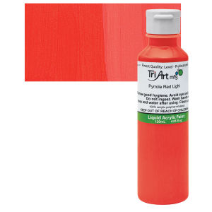 Tri-Art Finest Liquid Artist Acrylics - Pyrrole Red Light, 120 ml bottle
