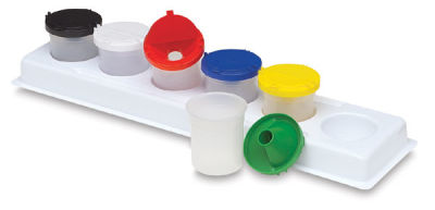 Richeson Neatness Jars & Tray - Angled Tray with 6 Jars, one open