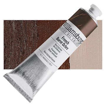 Open in modal - Williamsburg Handmade Oil Paint - French Burnt Ochre, 150 ml tube and swatch