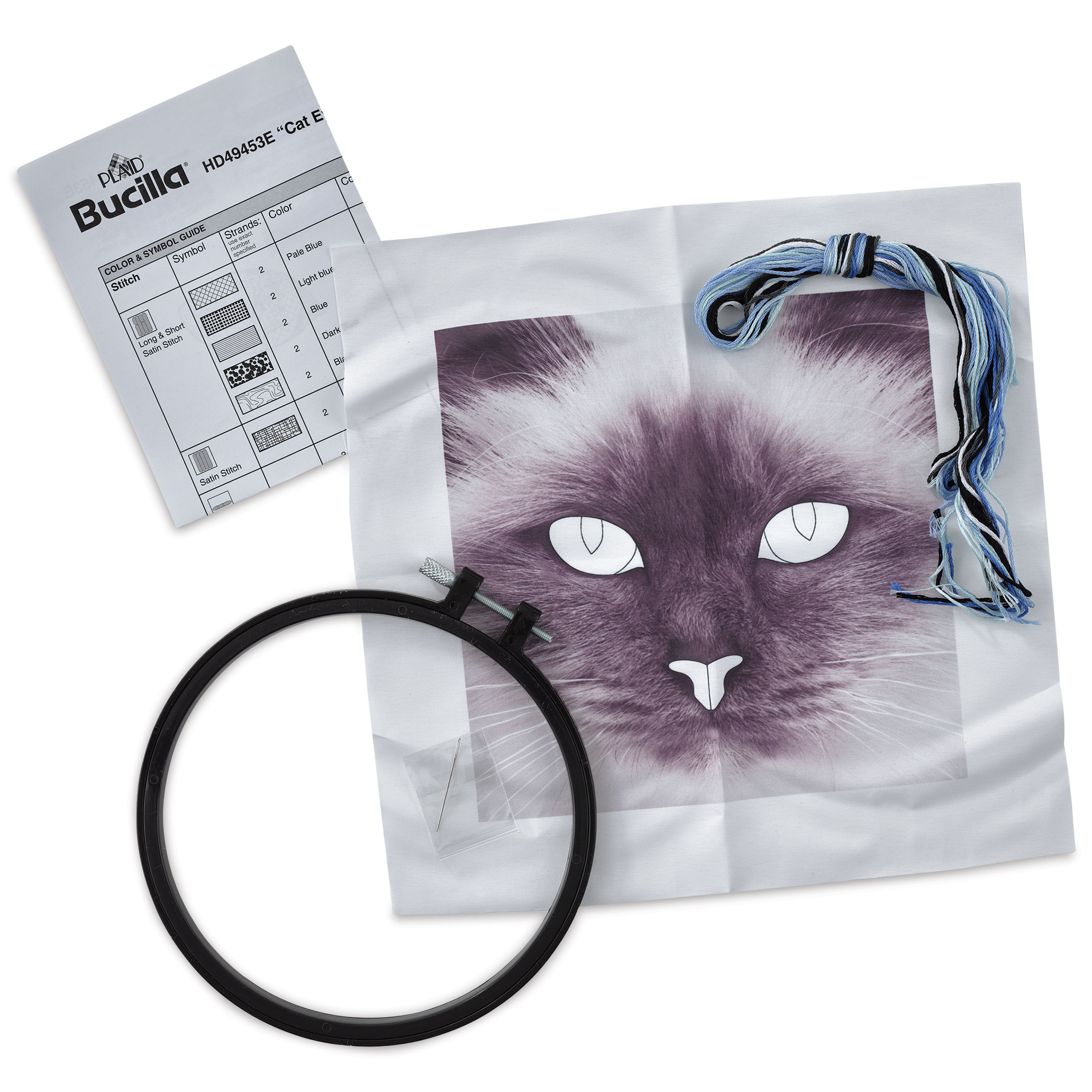 Bucilla Stamped Embroidery Kit 6 Round-Cat Eyes
