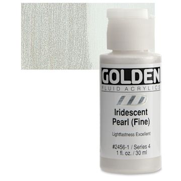 Open in modal - Golden Fluid Acrylic - Iridescent Pearl (Fine), 1 oz bottle and swatch