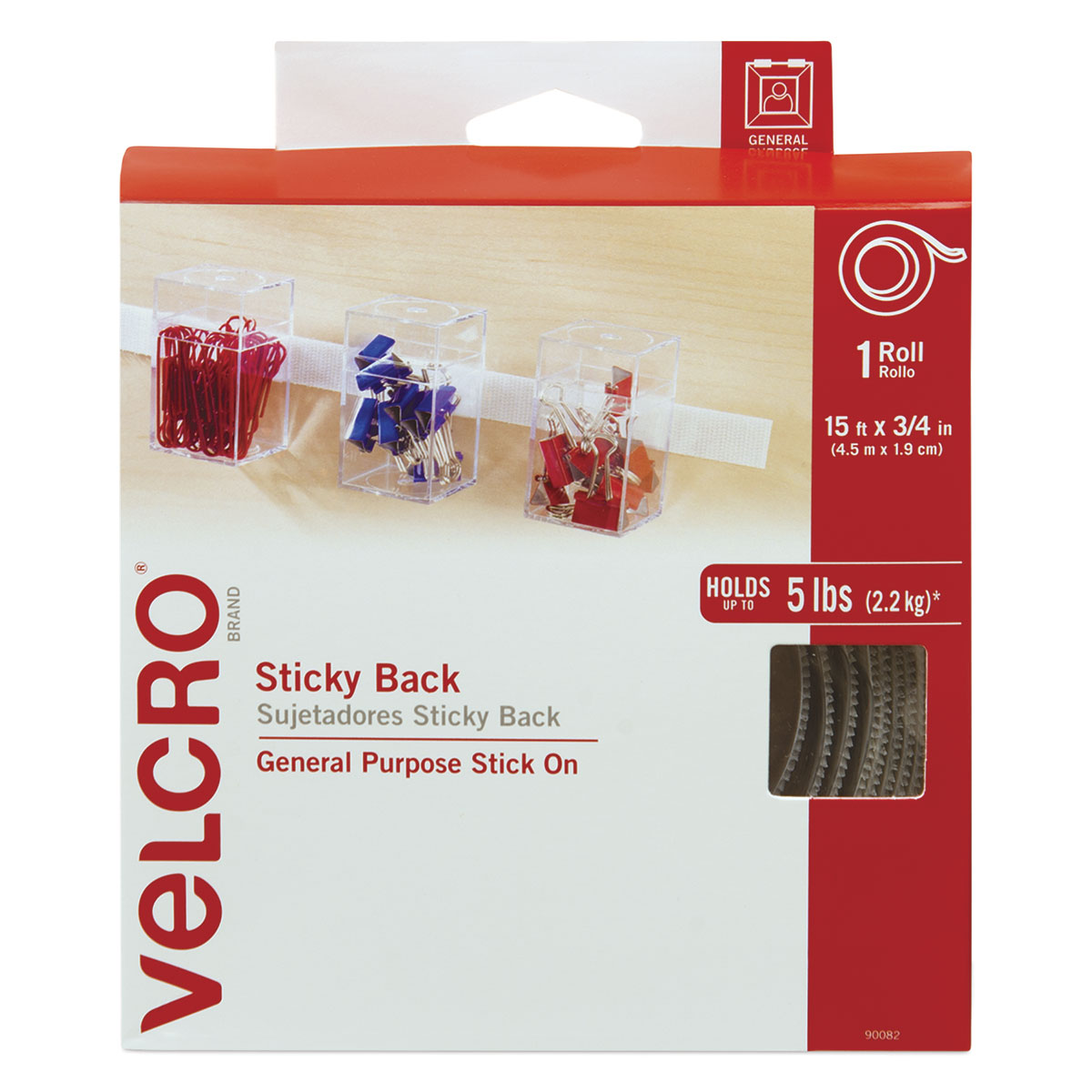 Velcro Sticky Back Fasteners - 3/4 x 50 ft, White, Roll