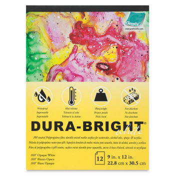 Grafix Dura-Bright Pad - 9" x 12", White - Front of pad