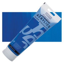 Pebeo High Viscosity Acrylics - Opaque Primary Cyan, 250 ml, Swatch with Tube