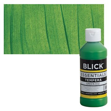 Open in modal - Blick Essentials Tempera - Green, 8 oz bottle and swatch