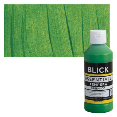 Blick Essentials Tempera - Green, 8 oz bottle with swatch