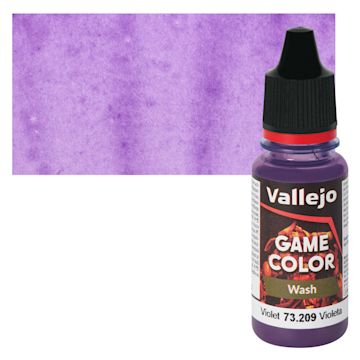 Open in modal - Vallejo Game Color Fluid Acrylic Wash - Violet, 18 ml Bottle and Swatch