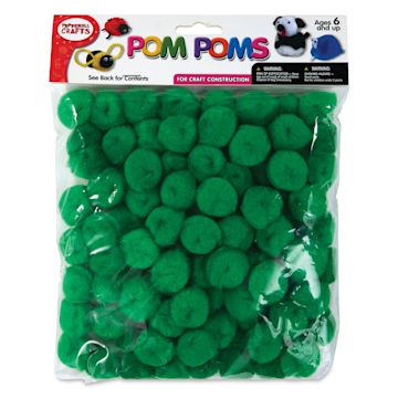 Open in modal - Pepperell Craft Pom Poms - Pkg of 100, 1", Kelly Green front of packaging
