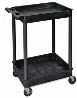 Luxor Heavy-Duty Utility Carts - Angled view of Two Shelf Cart