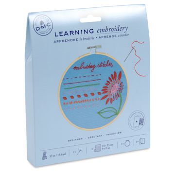 Open in modal - DMC Learning Embroidery Kit - front of packaging, angled