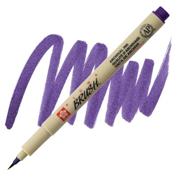 Open in modal - Sakura Pigma Brush Marker - Purple marker and swatch