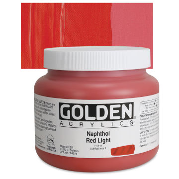 Golden Heavy Body Artist Acrylics - Naphthol Red Light, 32 oz Jar