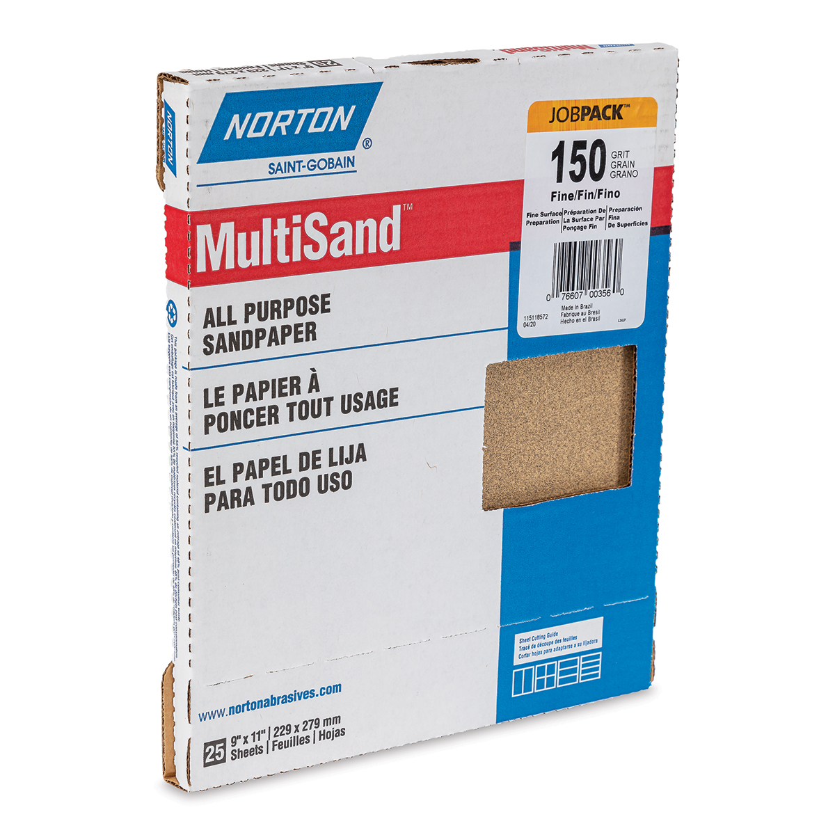 Norton Sandpaper - 25 Sheets, 9 x 11, Fine, 150 grit