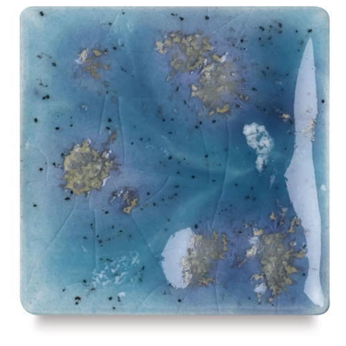 Original 12 x 12 Mixed Media and Art Resin on Panel- Lime and Light Blue  | lauravanhorne