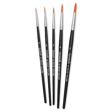 Open in modal - Dynasty Finest Golden Synthetic Brushes - Set 1, Round, Set of 5, brushes fanned out