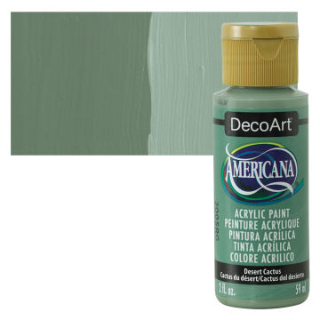 DecoArt Americana Acrylic Paint - Desert Cactus, 2 oz, Swatch with bottle