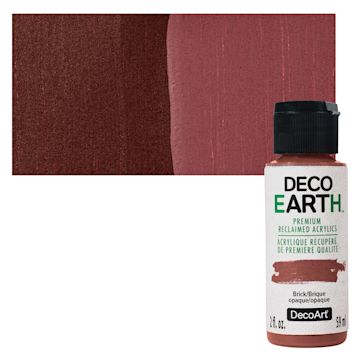 Open in modal - DecoArt DecoEarth Premium Reclaimed Acrylic Paint - Brick, 2 oz bottle with swatch