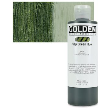 Open in modal - Golden Fluid Acrylic - Sap Green Historical Hue, 8 oz bottle and swatch