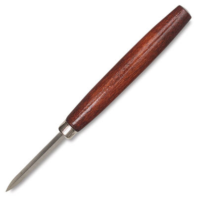 Intaglio Small Scraper - Wooden handle scraper at angle
