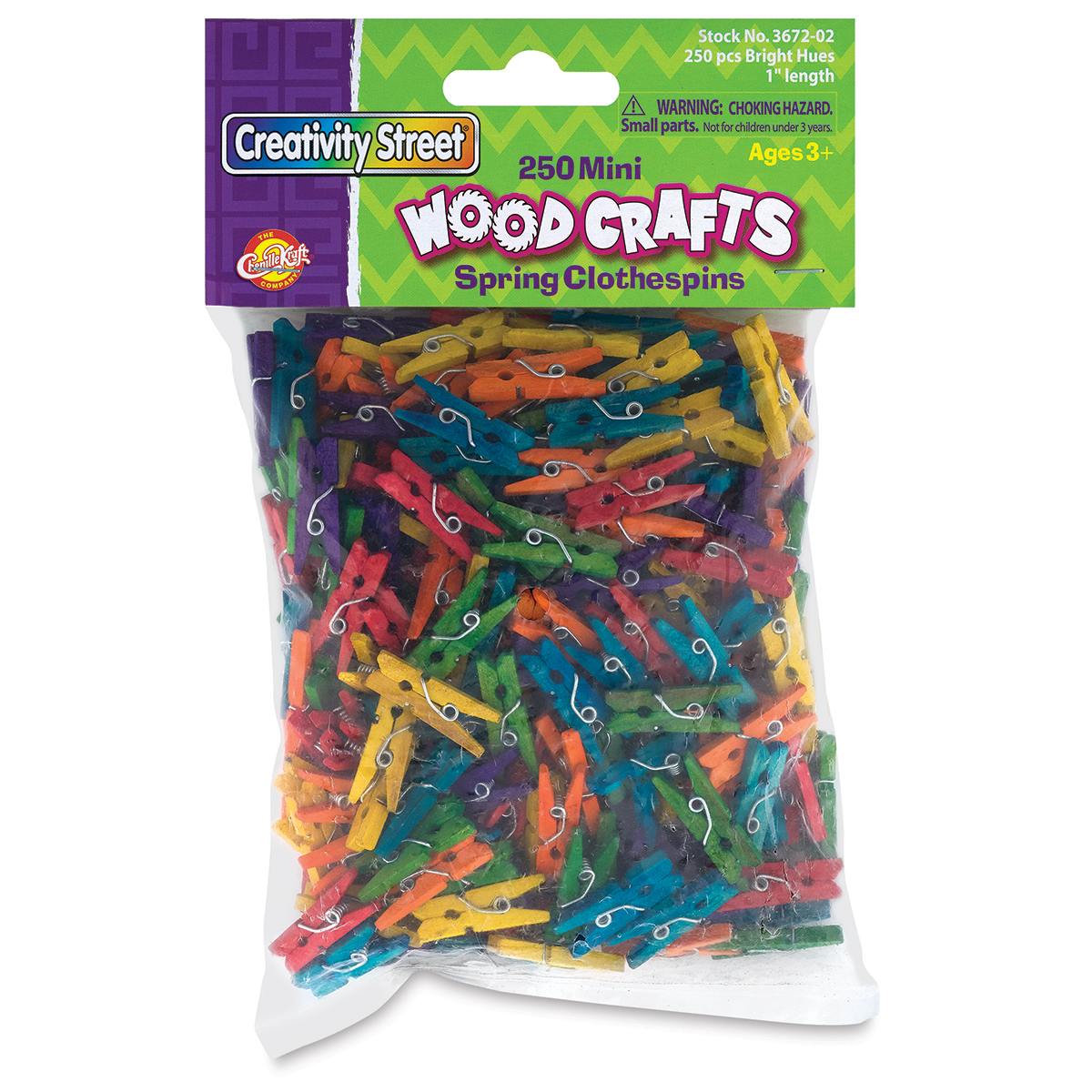 Creativity Street 365801 Wood Spring Clothespins - 50/Pack