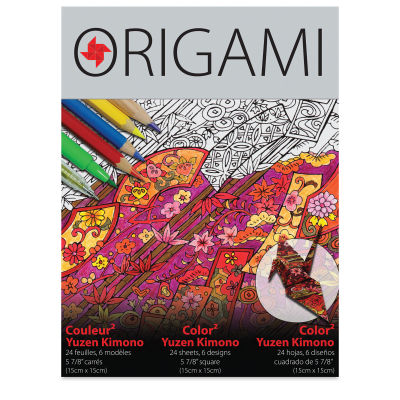 Yasutomo Color2 Coloring Origami Paper - Front of package of Yuzen Kimono Designs