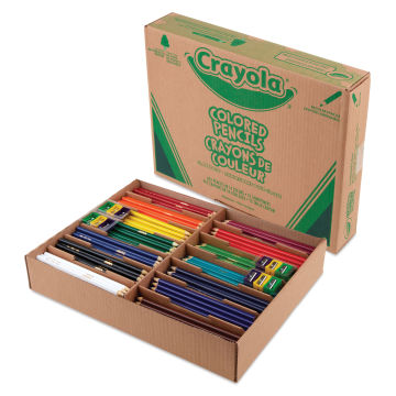 Crayola Colored Pencils - Assorted Colors, Classpack of 462, crayons inside tray in front of pack