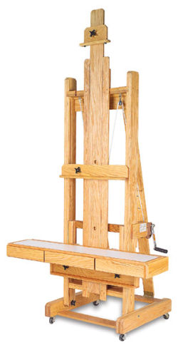 Best Abiquiu Studio Easel - Right angle with retracted single mast and melamine tray with drawers