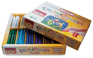 Playcolor Tempera Paint Stick Sets - 144 Pc Standard Colors Class Pack shown open