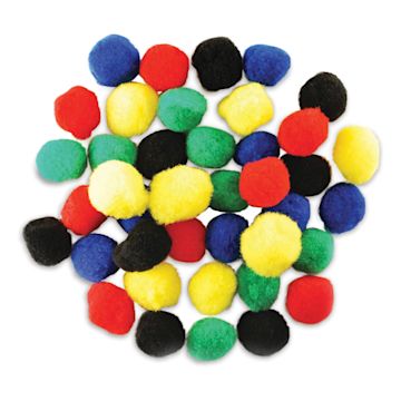 Open in modal - Krafty Kids Pom Poms - Primary Colors, 1-1/4", Package of 40