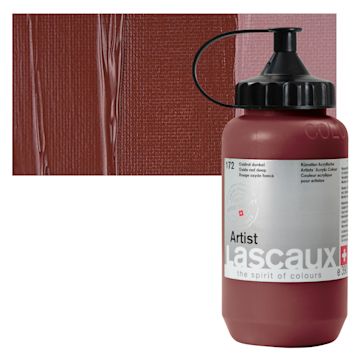 Open in modal - Lascaux Artist Acrylic - Oxide Red Deep, 390 ml Tube and swatch