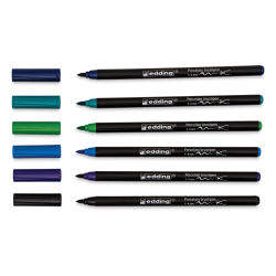 Edding 4200 Series Porcelain Brush Pens - Set of 6, Cool (Pens with caps off)