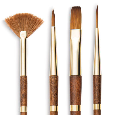 Isabey Vintage Isaqua Synthetic Brushes - Closeup of 4 Types of Brushes
