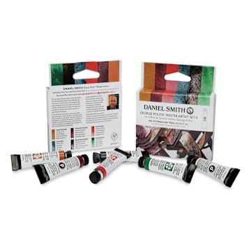 Open in modal - Daniel Smith Extra Fine Watercolor - George Politis Master Artist II, Set of 6, 5 ml, Tubes (Tubes shown with front and back of packaging)