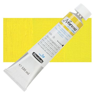 Open in modal - Schmincke Norma Blue Water-Mixable Oil Paint - Cadmium Yellow Hue Light, 120 ml tube and swatch