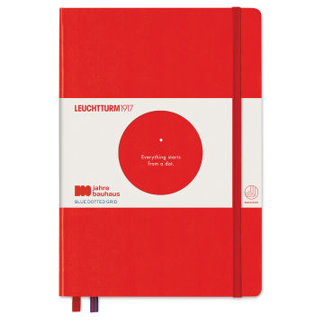 Leuchtturm1917 Bauhaus Notebook - Red/Royal Blue, 5-3/4" x 8-1/4", Dotted (front cover with label)