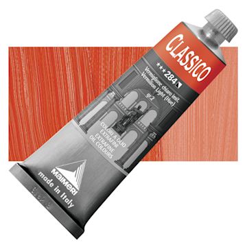 Open in modal - Maimeri Classico Oil Color - Vermilion Light (Hue), 60 ml tube and swatch