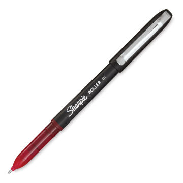 Sharpie Roller Pen - Single Red pen shown uncapped at angle
